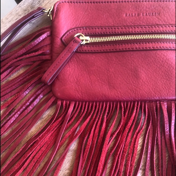 RALPH LAUREN Red Leather Western Southwestern Fringed Wristlet Clutch NEW! RARE! - Picture 6 of 12